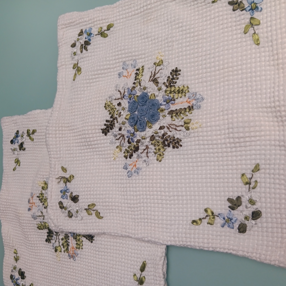 Embroidered Floral White Pillow Covers